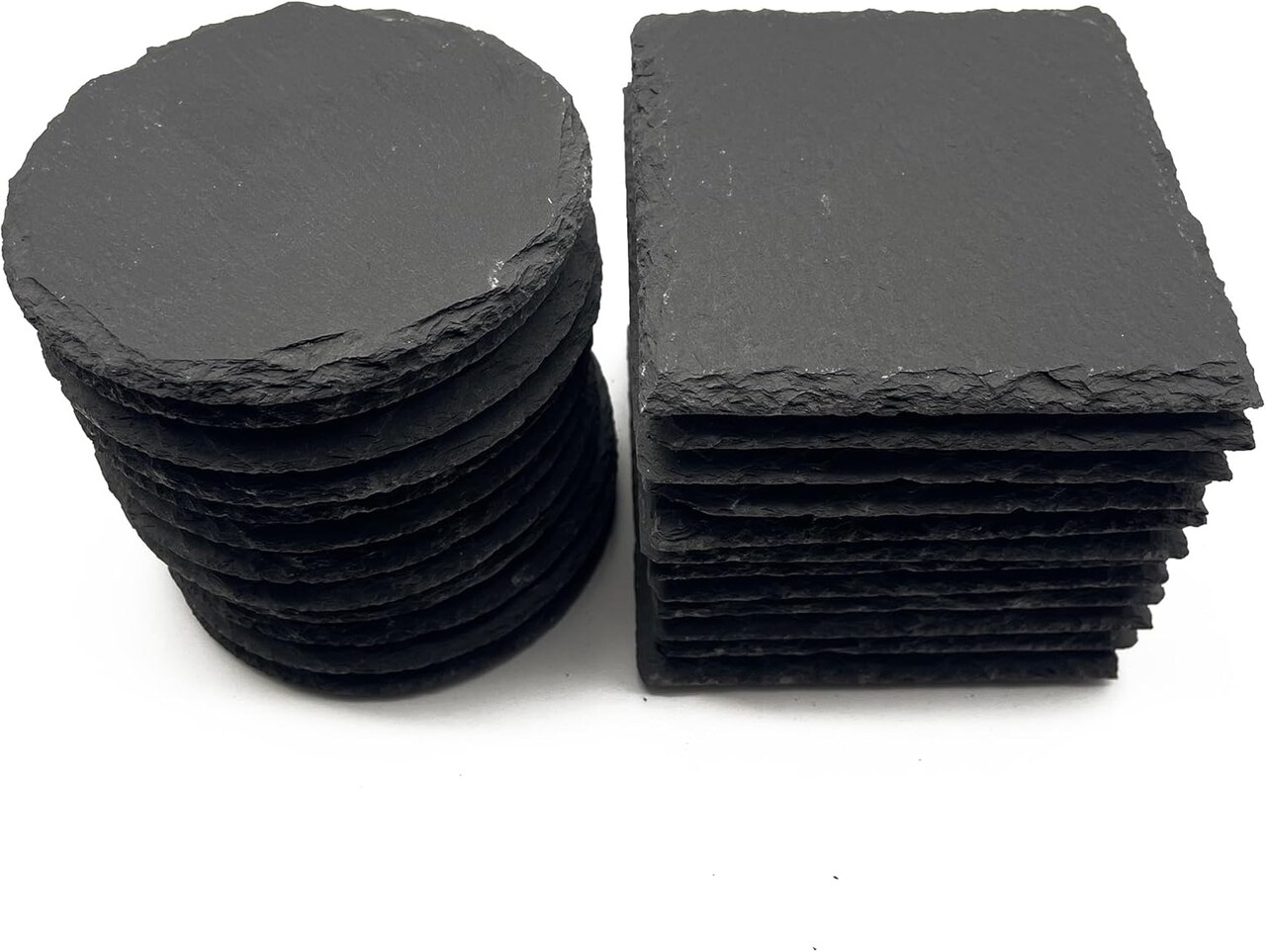 24 Pack 4 inch Slate Coasters,12 Round Pieces + 12 Square Pieces